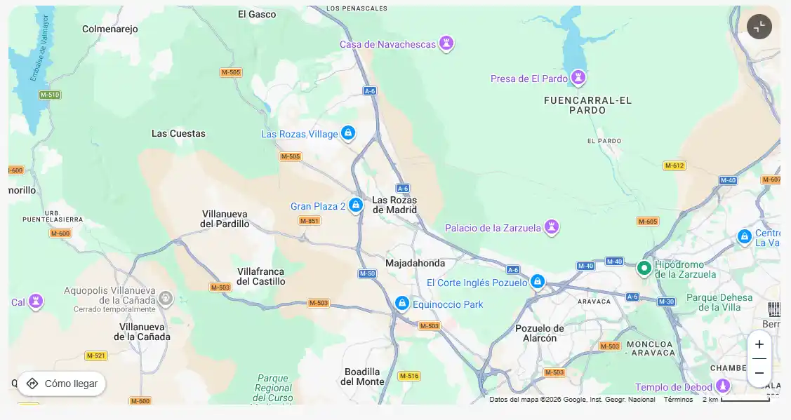 Mapa de Las Rozas de Madrid, zona donde trabajo como consultor SEO local